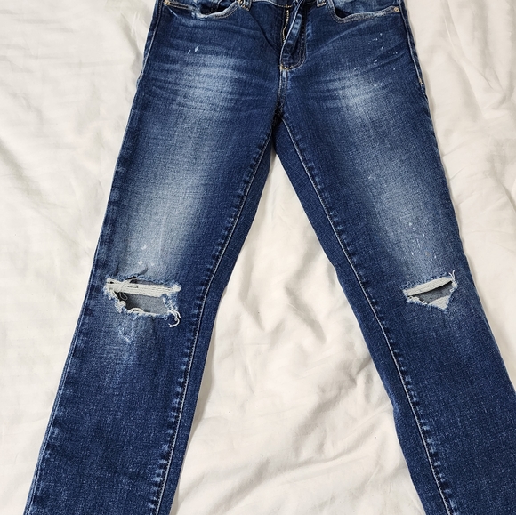 Armani Exchange Mid Rise Skinny Distressed Jeans - Picture 3 of 5
